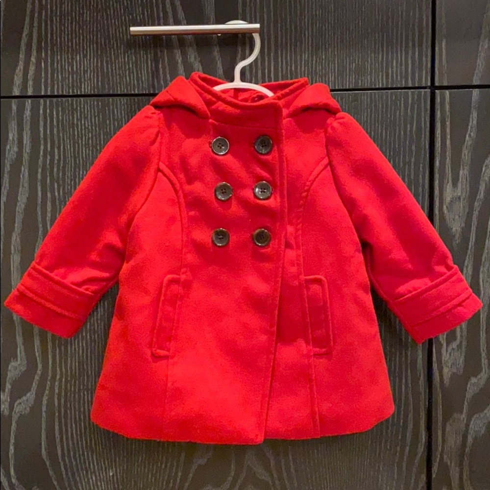 Red wool coat 12-18 mos.
